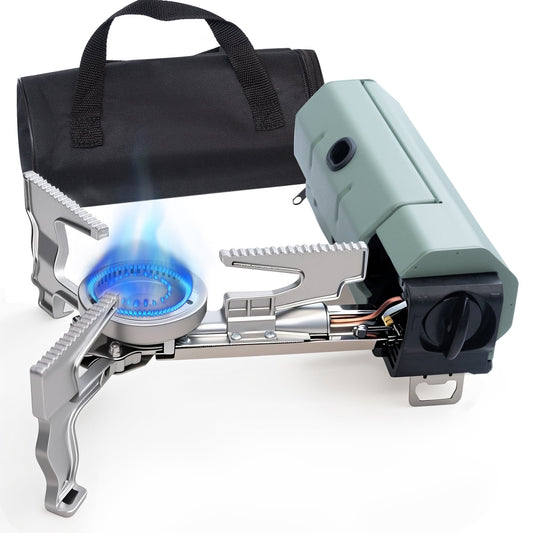 SaveJoy Tabletop Camping Stove, 1 Burner Portable Stove with Carrying Case, Foldable & Set up Butane Gas Stove