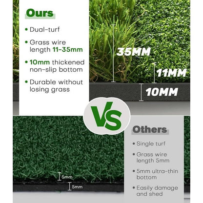 ORFELD Golf Hitting Mat, 5 x 4 ft Dual-Turf Golf Practice Mat with Thick EVA Foam Base, Indoor & Outdoor
