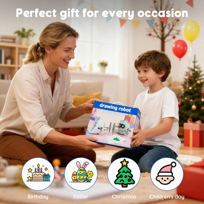 SaveJoy Learning Toddlers Toys, Drawing Robot for Kids with 100 Cards, Montessori Painting Smart Robots for Boys Girls Age 2-3-4