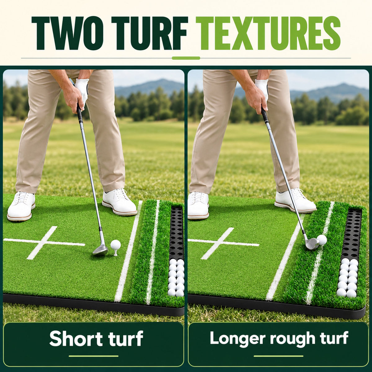 ORFELD 6 x 4 ft Dual-Turf Golf Hitting Mat with EVA Base & 10 Hitting Positions for Indoor & Outdoor Training