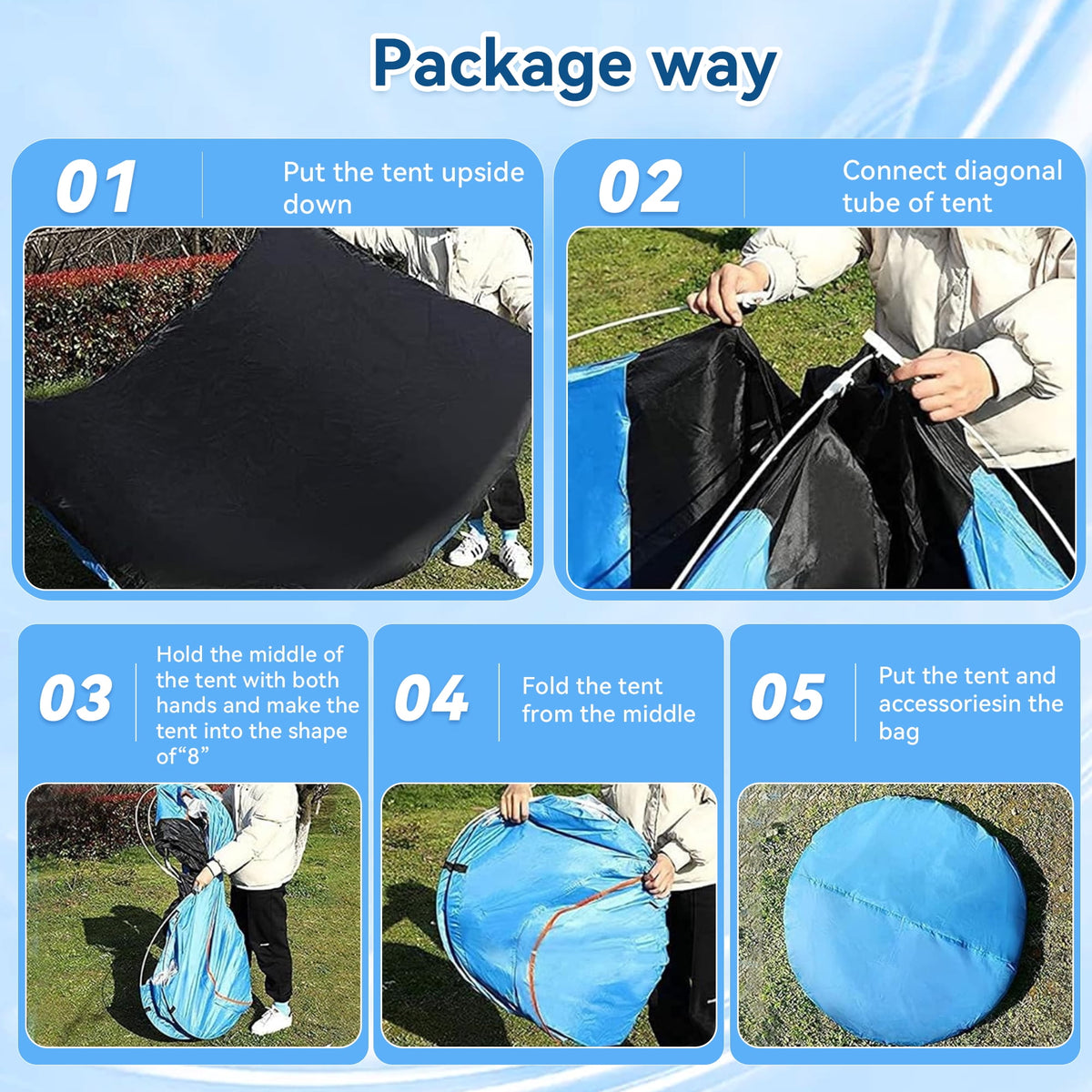 ORFELD Tents for Camping, Small Camping Tent Portable Instant Pop up Camping Tent for Outdoor Family All Season