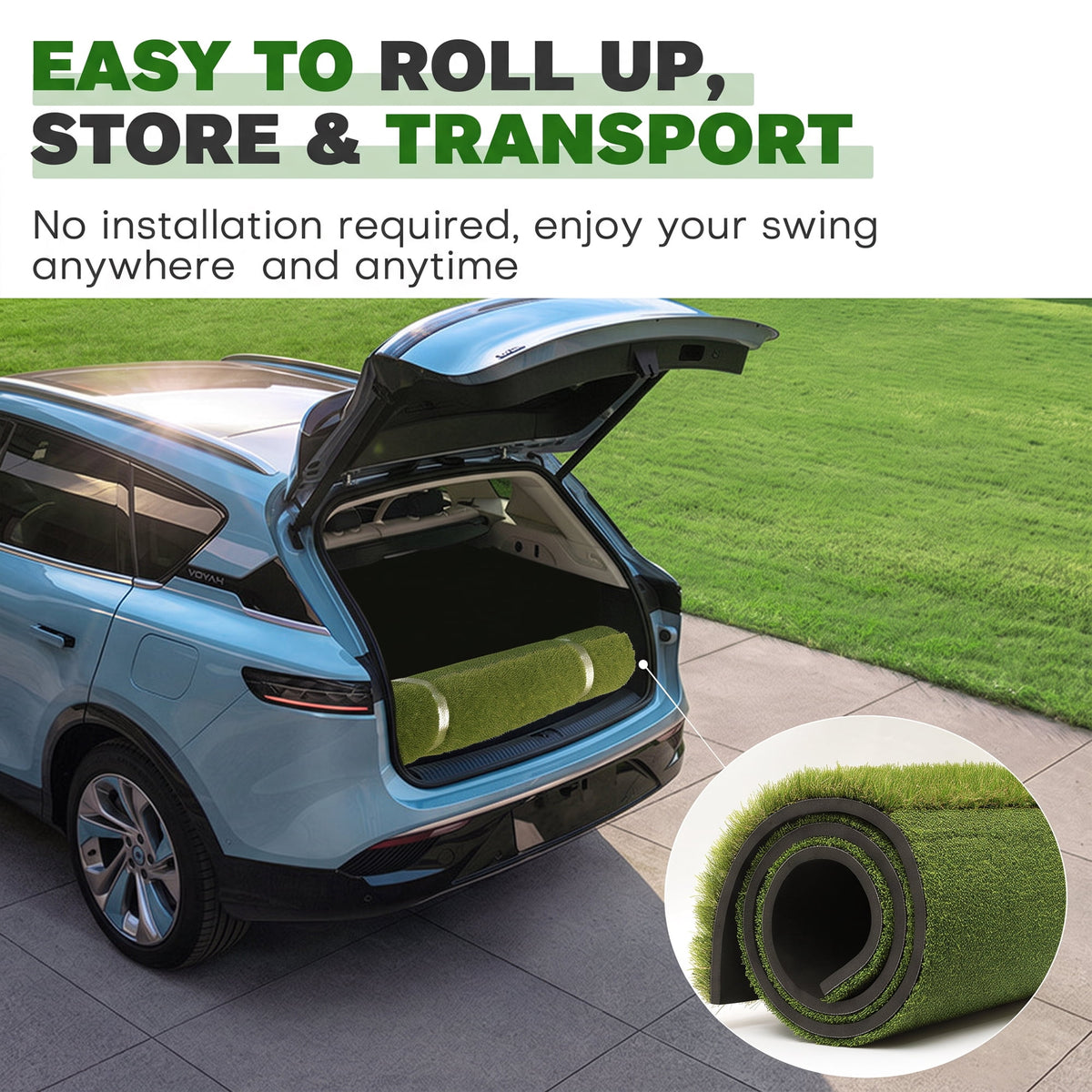 ORFELD Golf Hitting Mat, 6 x 4 ft Dual-Turf Golf Practice Mat with Thick EVA Foam Base, Indoor & Outdoor