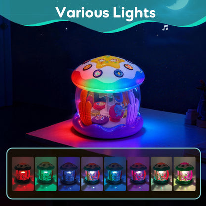 SaveJoy Musical Light up Toy with Rotating Animal for Toddlers, Interactive Crawling Toy, Merry-Go-Round Learning Toys Best Gift for Kids 3+