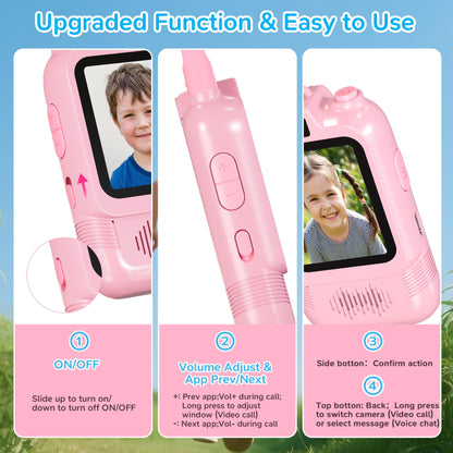 SaveJoy Video Walkie Talkie Toys for Kids,2 Pack Rechargeable Video Intercom with Switchable Dual Cameras,Long Range,Interactive Chat with Photos, Music & Voice Message for Boys Girls Ages 3-12