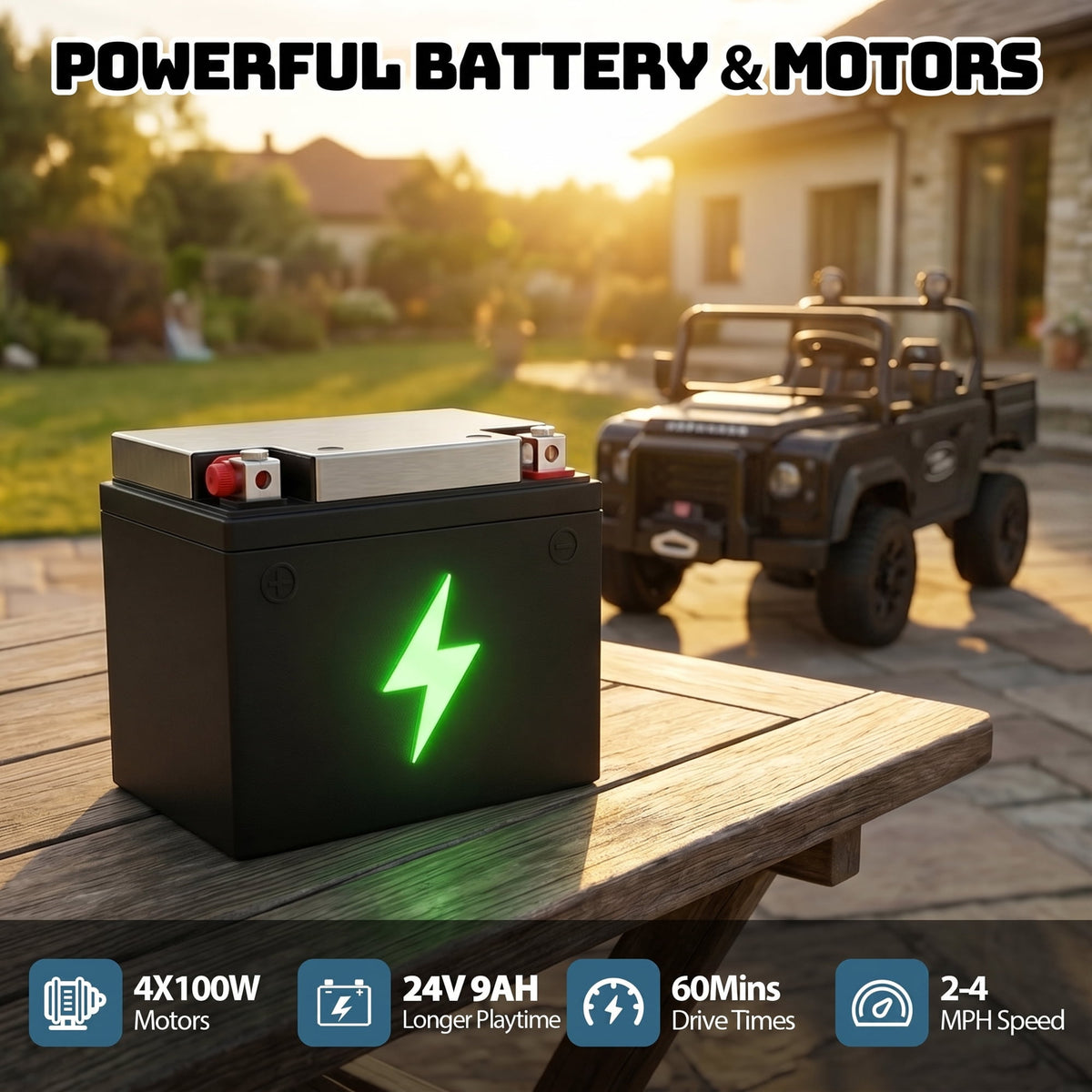 SaveJoy Licensed Land Rover Defender 24V 2-Seater Ride-On, 4WD 400W Electric Truck with Motorized Dump Bed & Remote, Black