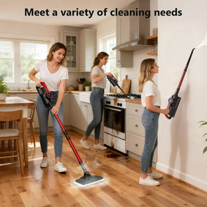 ORFELD Digital Steam Mop & Detachable Handheld Steam Cleaner for Home and Floor Cleaning,15s Heat-Up, 248°F Floor Steamer for Deep Cleaning with Multi-purpose Attachments,Red