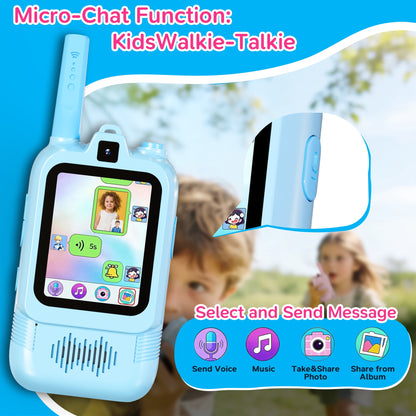 SaveJoy Video Walkie Talkie Toys for Kids,2 Pack Rechargeable Video Intercom with Switchable Dual Cameras,Long Range,Interactive Chat with Photos, Music & Voice Message for Boys Girls Ages 3-12