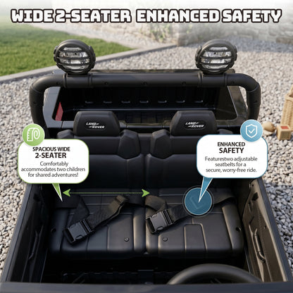 SaveJoy Licensed Land Rover Defender 24V 2-Seater Ride-On, 4WD 400W Electric Truck with Motorized Dump Bed & Remote, Black