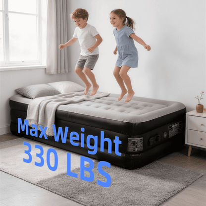 SaveJoy 18" Twin Air Mattress with Built-in Pump, Premium Blow Up Bed for Home, Overnight Guests & Indoor Camping, Soft Flocked Top Inflatable Mattress