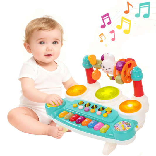 SaveJoy Baby Musical Toys 10 in 1 Piano Keyboard Drum Set for Toddler 12-24 Months,Early Educational Kids Gift,Electronic Learning Toy,Blue