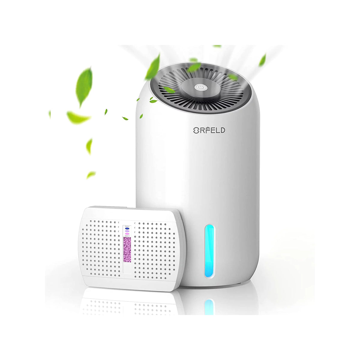 ORFELD Dehumidifier Combo, 30oz 860ml Dehumidifiers, 2200 Cubic Feet 240 Sq. Ft Portable Quiet Dehumidifier with 7 Colors LED Light for Basements, Bathroom, Bedroom