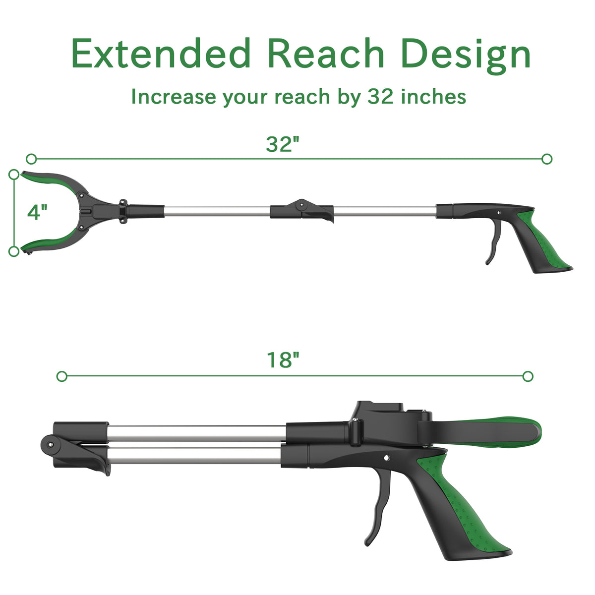 ORFELD Reacher Grabber Tool, 32" Foldable Claw Grabber with Light, Arm Extension