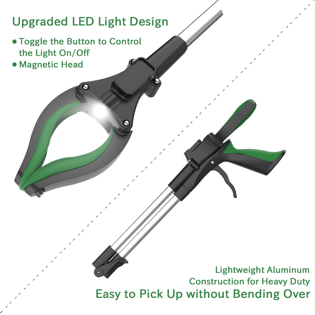 ORFELD Reacher Grabber Tool, 32" Foldable Claw Grabber with Light, Arm Extension