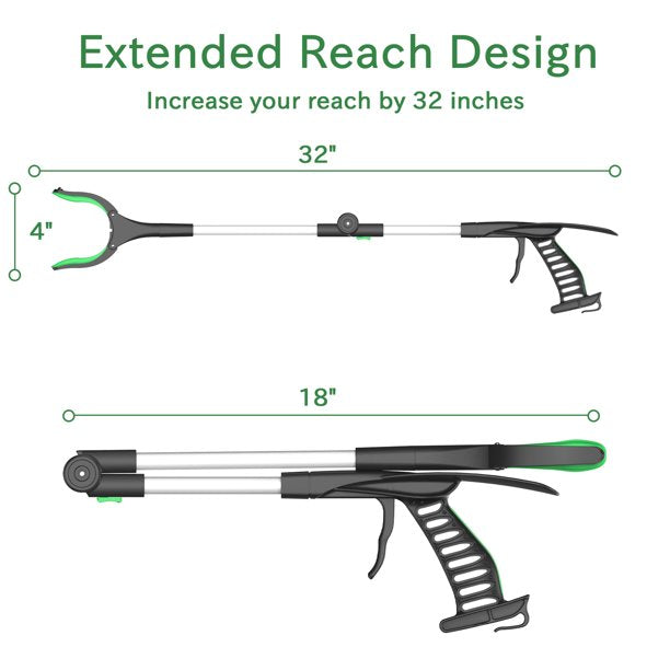 Grabber Tool, ORFELD 32" Foldable Reacher Lightweight Extra Long Trash Claw Grabber, Arm Extension Litter Picker with Shoe Horn