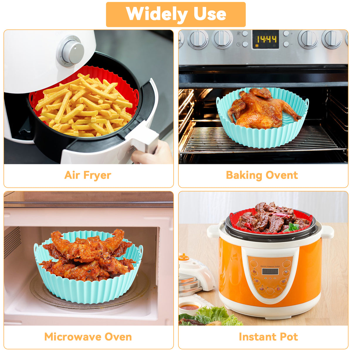 Air Fryer Silicone Pot, CAUTUM 2 Pack Reusable Baking Basket Kitchen Airfryer Liners