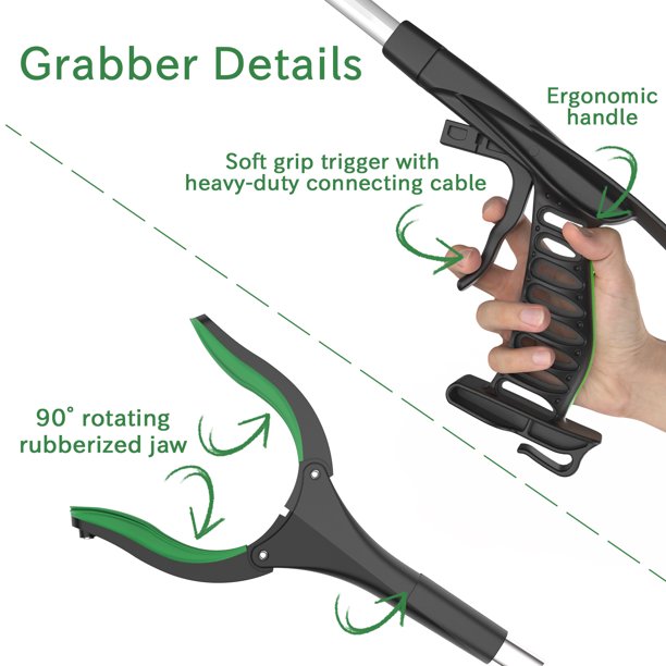 ORFELD Foldable Grabber Tool 2 Pack, 32" Trash Picker Reaching Aid with Shoehorn