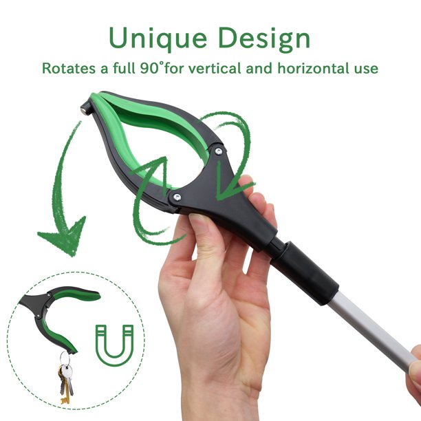 Grabber Reaching Tool, ORFELD 32" Foldable Reacher with 90º Rotating Head, Reaching Aid Tool for Trash Pickup