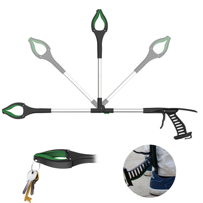 ORFELD 32" Foldable Trash Picker Grabber, 90° Rotating Arm Extended Reacher with Shoehorn