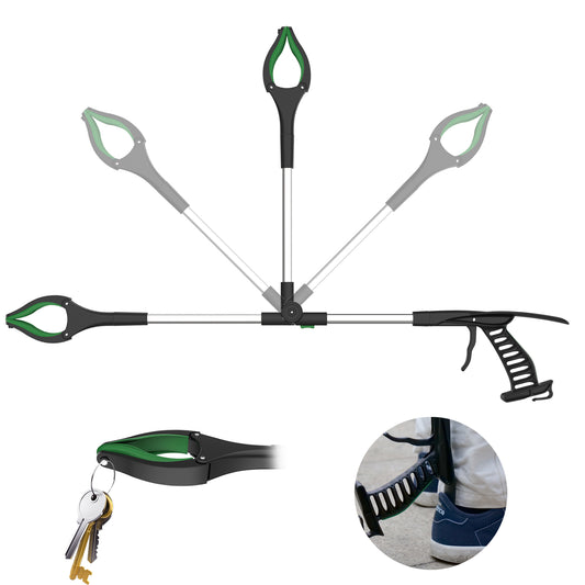 ORFELD 32" Foldable Trash Picker Grabber, 90° Rotating Arm Extended Reacher with Shoehorn
